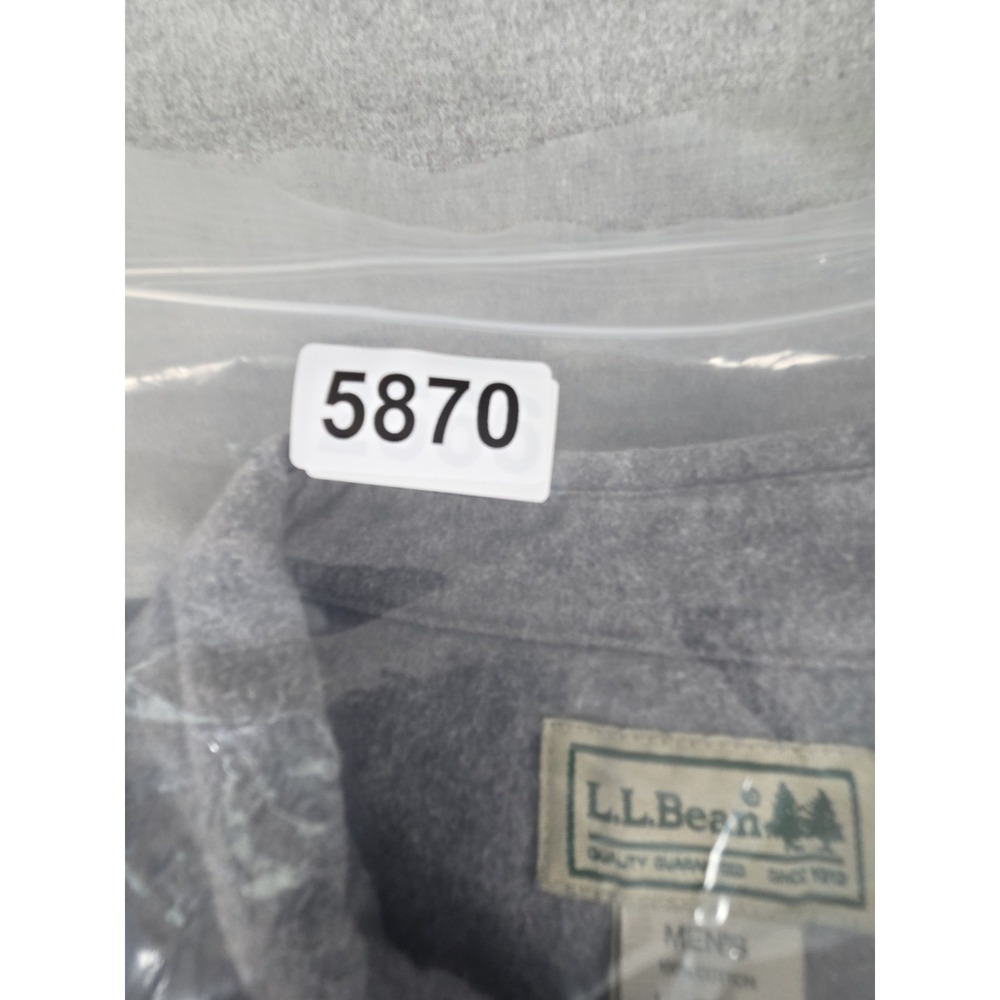 LL Bean Vintage Flannel Shirt Mens L TALL Chamois Cloth Fleece Heavyweight Gray - Picture 8 of 8